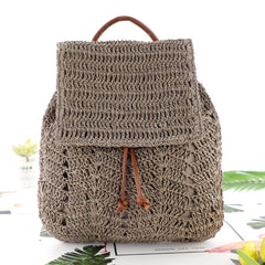 Summer Straw Backpack Women Shoulders Bags Casual Woven School Bags