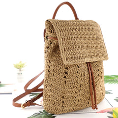 Summer Straw Backpack Women Shoulders Bags Casual Woven School Bags
