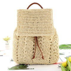 Summer Straw Backpack Women Shoulders Bags Casual Woven School Bags