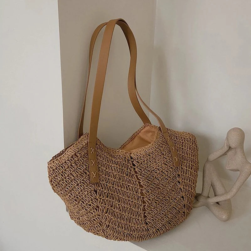 Summer Straw Bag For Women Large Beach Tote Handbag