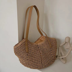 Summer Straw Bag For Women Large Beach Tote Handbag