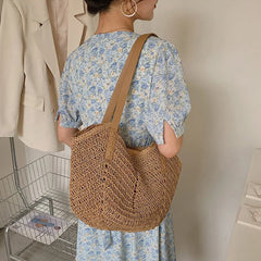 Summer Straw Bag For Women Large Beach Tote Handbag