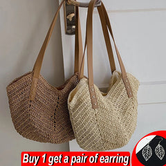 Summer Straw Bag For Women Large Beach Tote Handbag