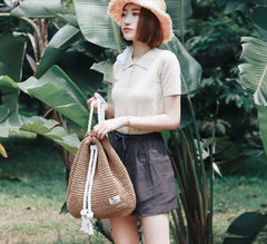 Summer Straw Bag Women Backpack Rucksack For Girls Mochila Travel Beach