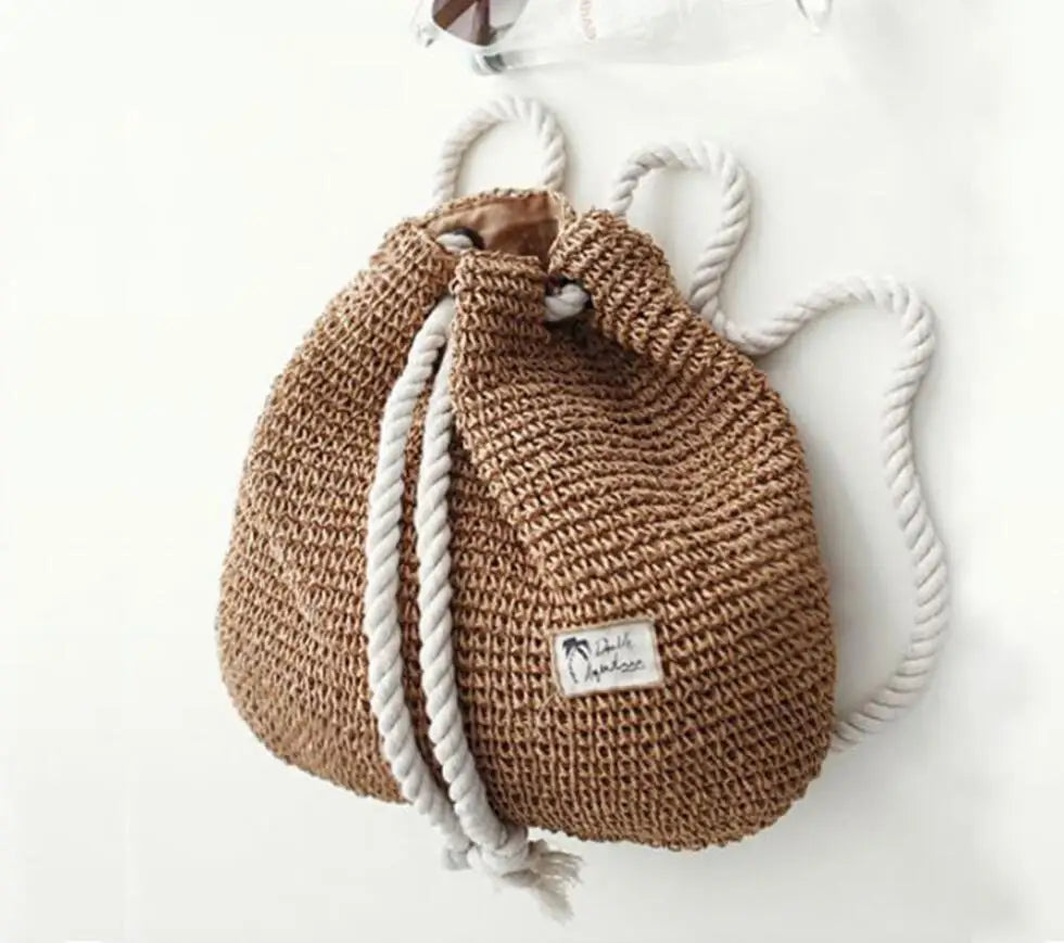 Summer Straw Bag Women Backpack Rucksack For Girls Mochila Travel Beach