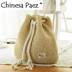 Summer Straw Bag Women Backpack Rucksack for Girls Travel Beach Shoulder Bag