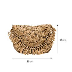 Summer Straw Tassel Beach Bag Rattan Woven Handbag