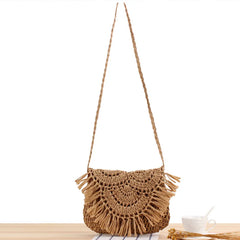 Summer Straw Tassel Beach Bags Raffia Rattan Handbags