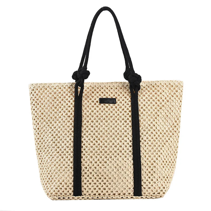 Straw Beach Bag Women Shoulder Handbag Travel Shopper Resort Style