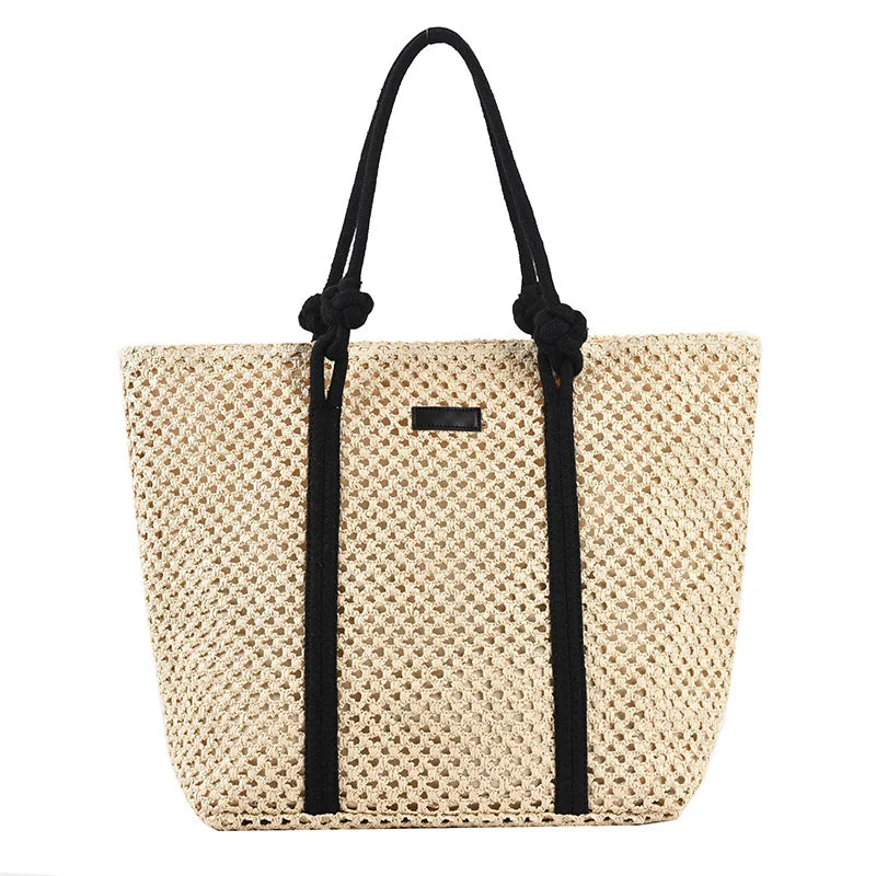 Rattan Woven Handbags Big Beach Bags Casual Style Shoulder Bags