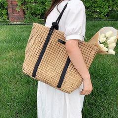 Rattan Woven Handbags Big Beach Bags Casual Style Shoulder Bags