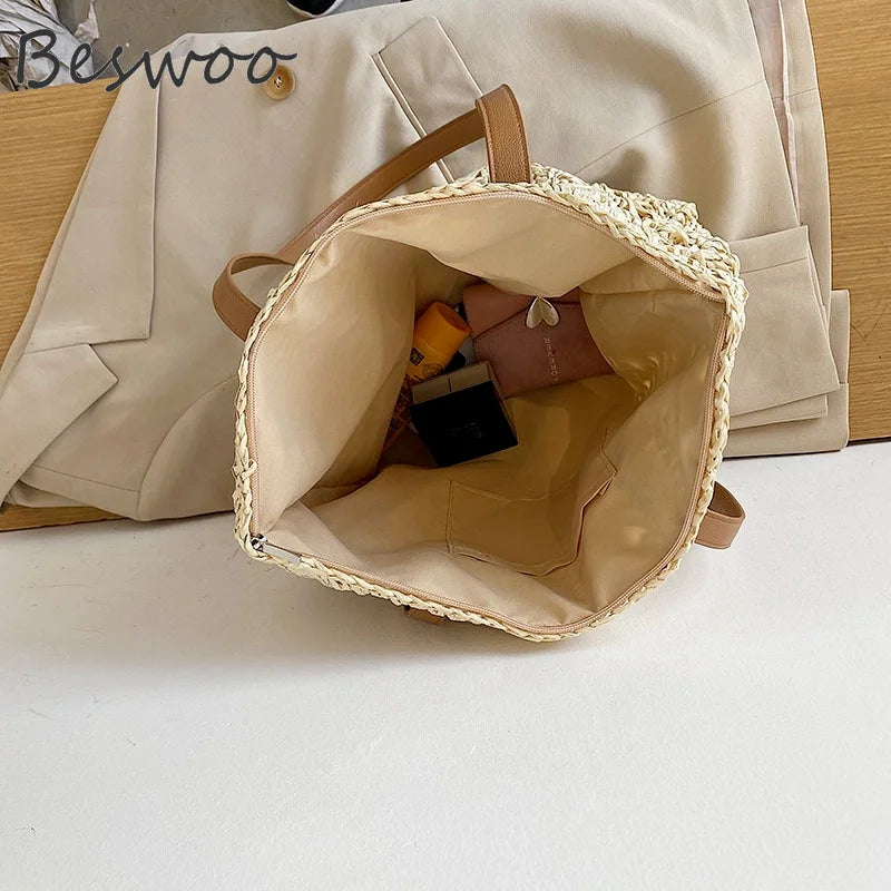 Summer Straw Beach Shoulder Bag Bohemian Travel Tote Bag