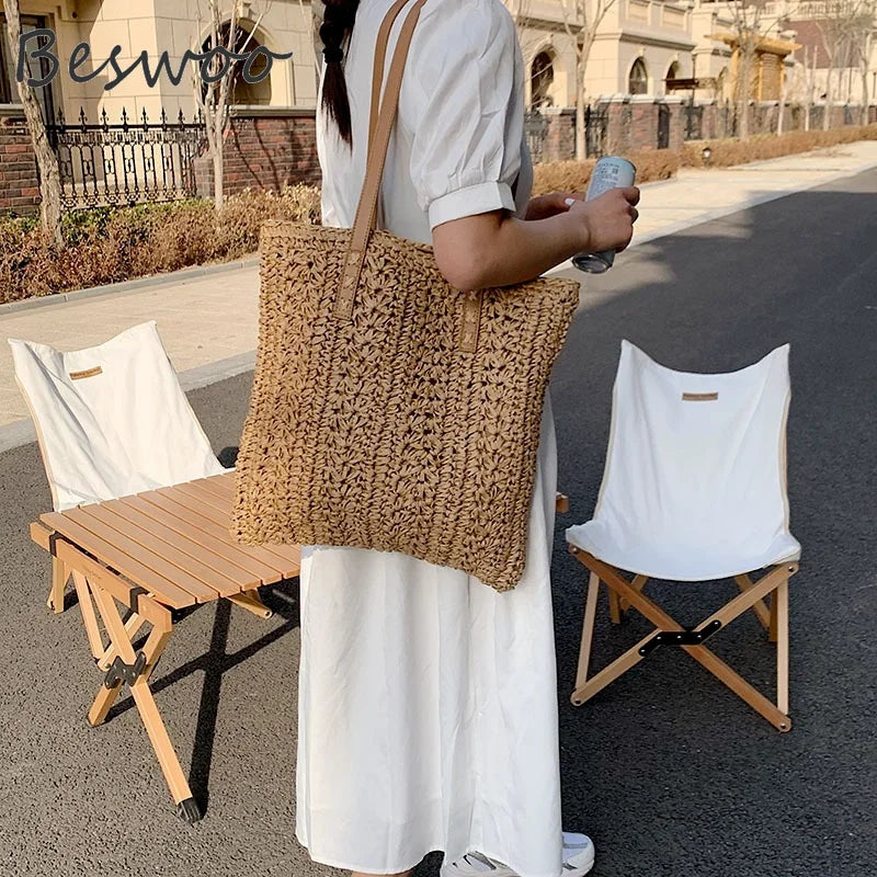Summer Straw Beach Shoulder Bag Bohemian Travel Tote Bag