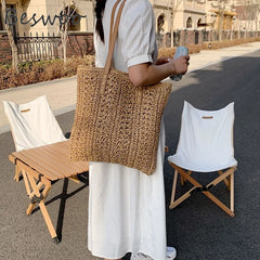 Summer Straw Beach Shoulder Bag Bohemian Travel Tote Bag