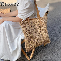 Summer Straw Beach Shoulder Bag Bohemian Travel Tote Bag