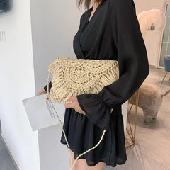 Summer Straw Tassel Beach Bag Raffia Handbag Shoulder Crossbody Clutch