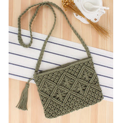 Rattan Woven Handbag with Straw Tassel Beach Bag