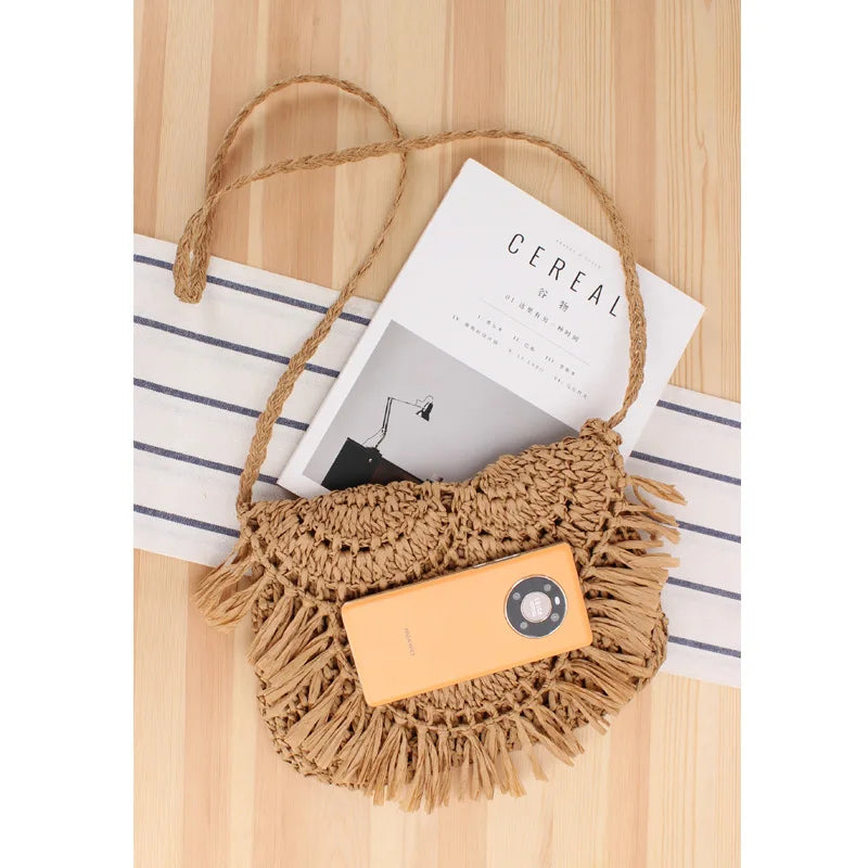 Summer Straw Tassel Beach Bags Rattan Handbags