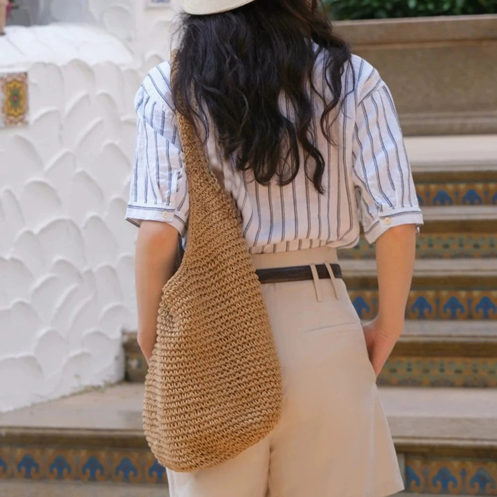 Straw Beach Bags for Women Woven Handbags Vacation Shopping Bags