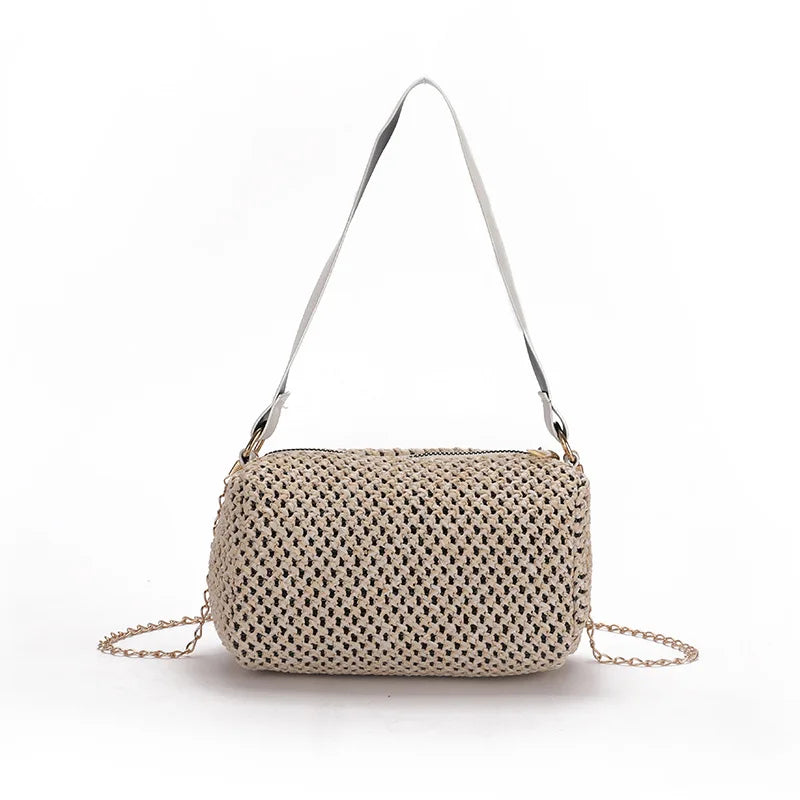Summer Straw Crossbody Bags For Women Woven PU Leather Boho Bag