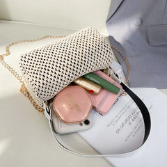 Summer Straw Crossbody Bags For Women Woven PU Leather Boho Bag