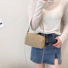 Summer Straw Crossbody Bags For Women Woven PU Leather Boho Bag