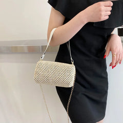 Summer Straw Crossbody Bags For Women Woven PU Leather Boho Bag