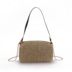 Summer Straw Crossbody Bags For Women Woven PU Leather Boho Bag
