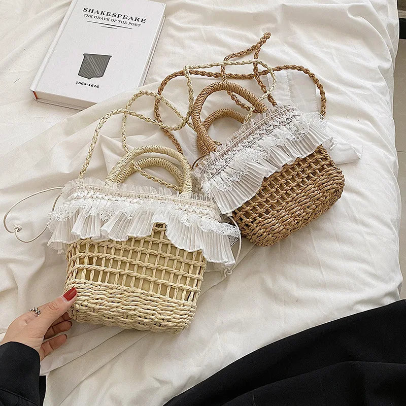 Summer Straw Crossbody Bags For Women Woven Shell Bag Soft Boho Bags