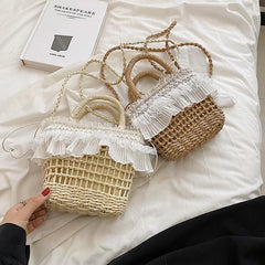 Summer Straw Crossbody Bags For Women Woven Shell Bag Soft Boho Bags