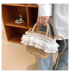 Summer Straw Crossbody Bags For Women Woven Shell Bag Soft Boho Bags