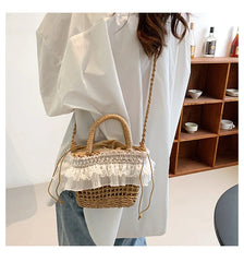Summer Straw Crossbody Bags For Women Woven Shell Bag Soft Boho Bags