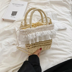 Summer Straw Crossbody Bags For Women Woven Shell Bag Soft Boho Bags