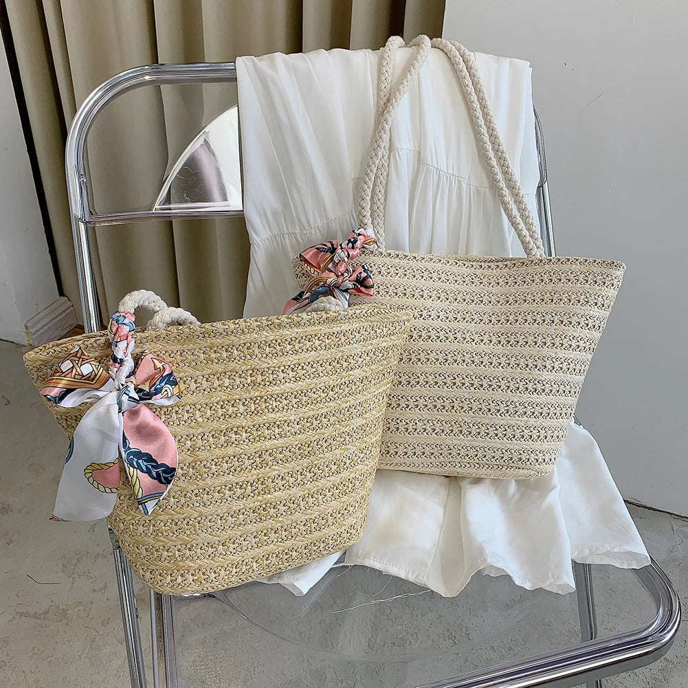 Bohemia Beach Handbag Rattan Woven Bucket Bags