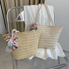 Bohemia Beach Handbag Rattan Woven Bucket Bags