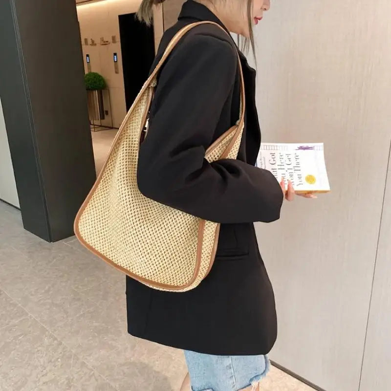 Summer Straw Shoulder Bags for Women Small Flap Shopper Women's Bag