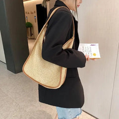 Summer Straw Shoulder Bags for Women Small Flap Shopper Women's Bag