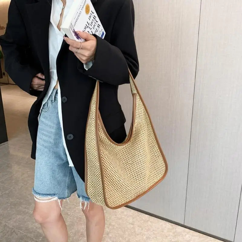 Summer Straw Shoulder Bags for Women Small Flap Shopper Women's Bag