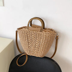 Summer Straw Tote Bag Rattan Beach Crossbody Bags for Women