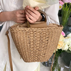 Summer Straw Tote Bag Rattan Beach Crossbody Bags for Women
