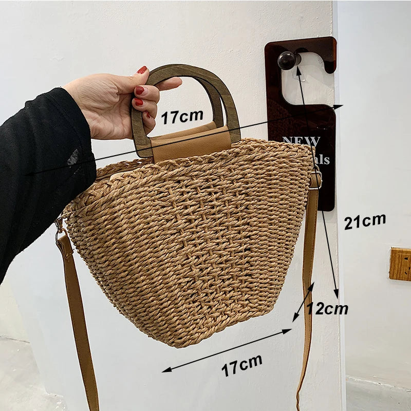 Summer Straw Tote Bag Rattan Beach Crossbody Bags for Women
