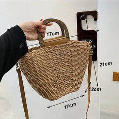 Summer Straw Tote Bag Rattan Beach Crossbody Bags for Women