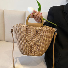 Summer Straw Tote Bag Rattan Beach Crossbody Bags for Women