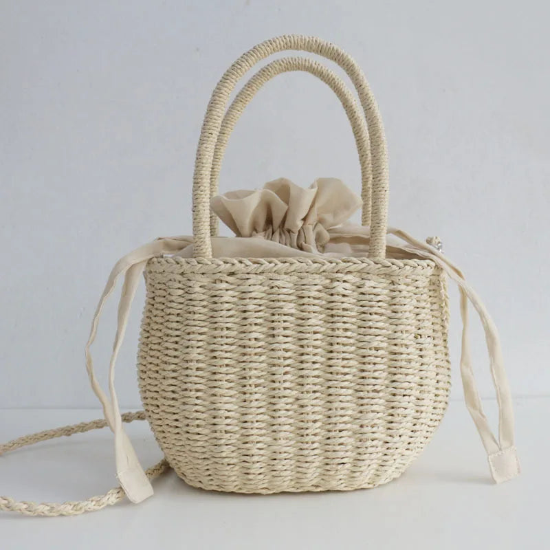Summer Straw Tote Bag for Women Rattan Crossbody Beach Shoulder Bag