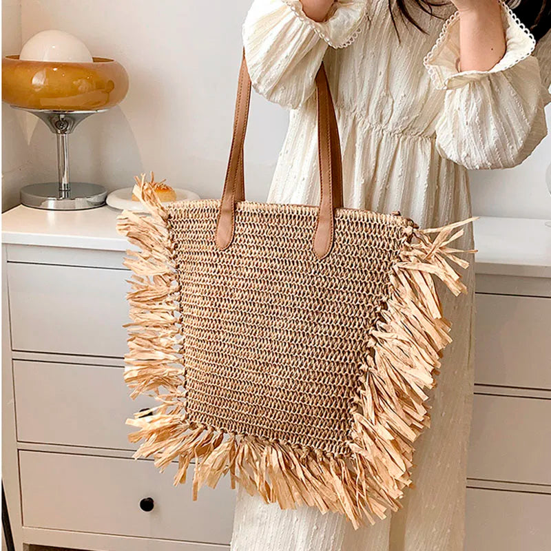 Summer Straw Tote Shoulder Bags for Women Beach Large Capacity Women's Bag