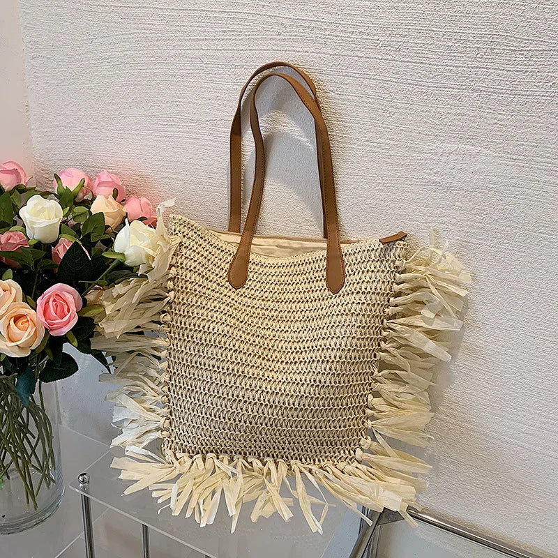 Summer Straw Tote Shoulder Bags for Women Beach Large Capacity Women's Bag