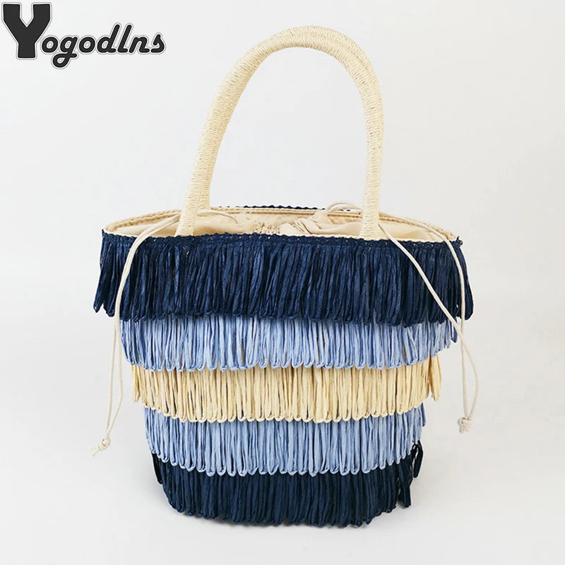 Summer Straw Weave Shoulder Bag For Women Beach Travel Handbag Lady Casual