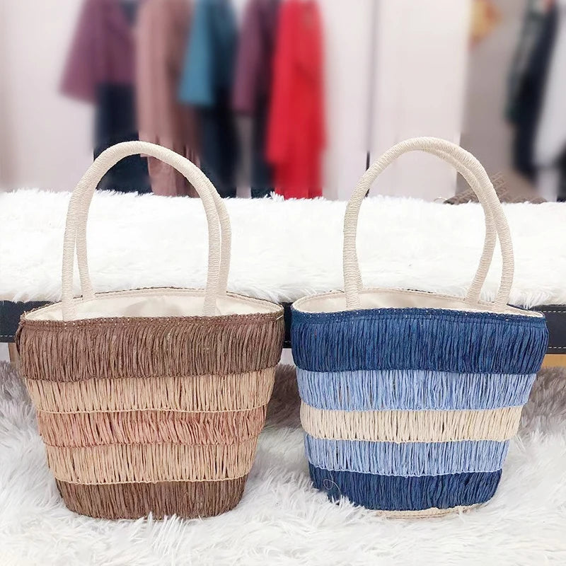 Summer Straw Weave Shoulder Bag For Women Beach Travel Handbag Lady Casual