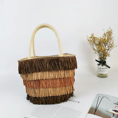 Summer Straw Weave Shoulder Bag For Women Beach Travel Handbag Lady Casual