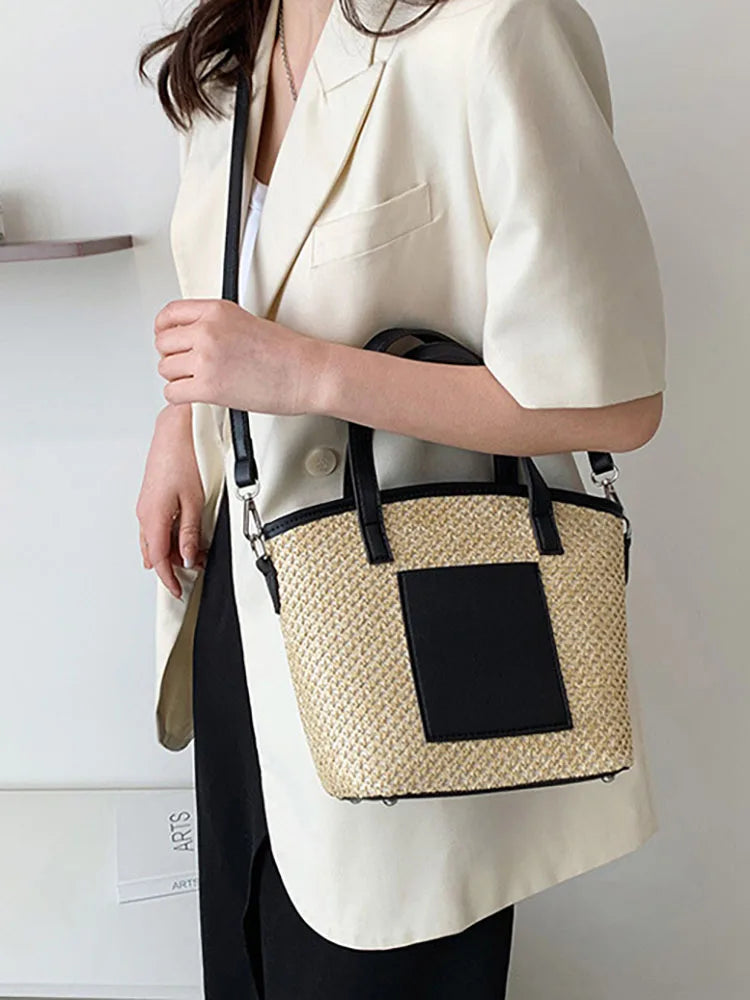 Summer Straw Weaving Beach Handbags for Women Shoulder Crossbody Bags